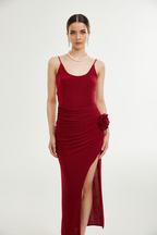 Emira çiçek midi elbise