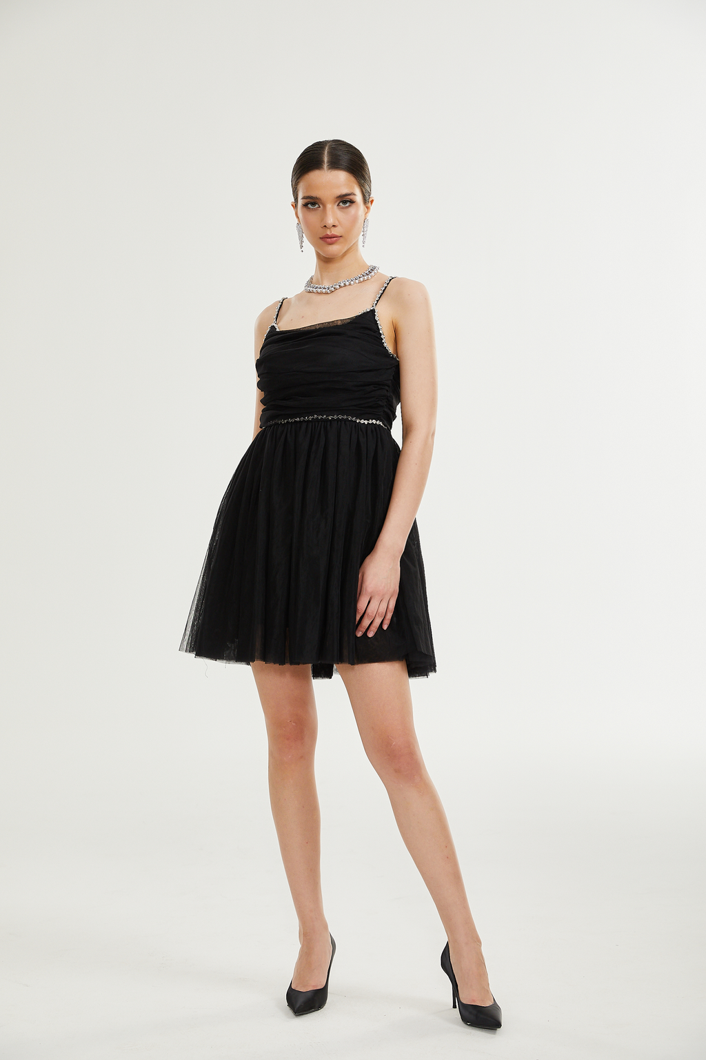 Catriona tül mini elbise