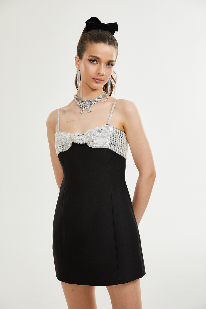 Lourdes fiyonk mini elbise