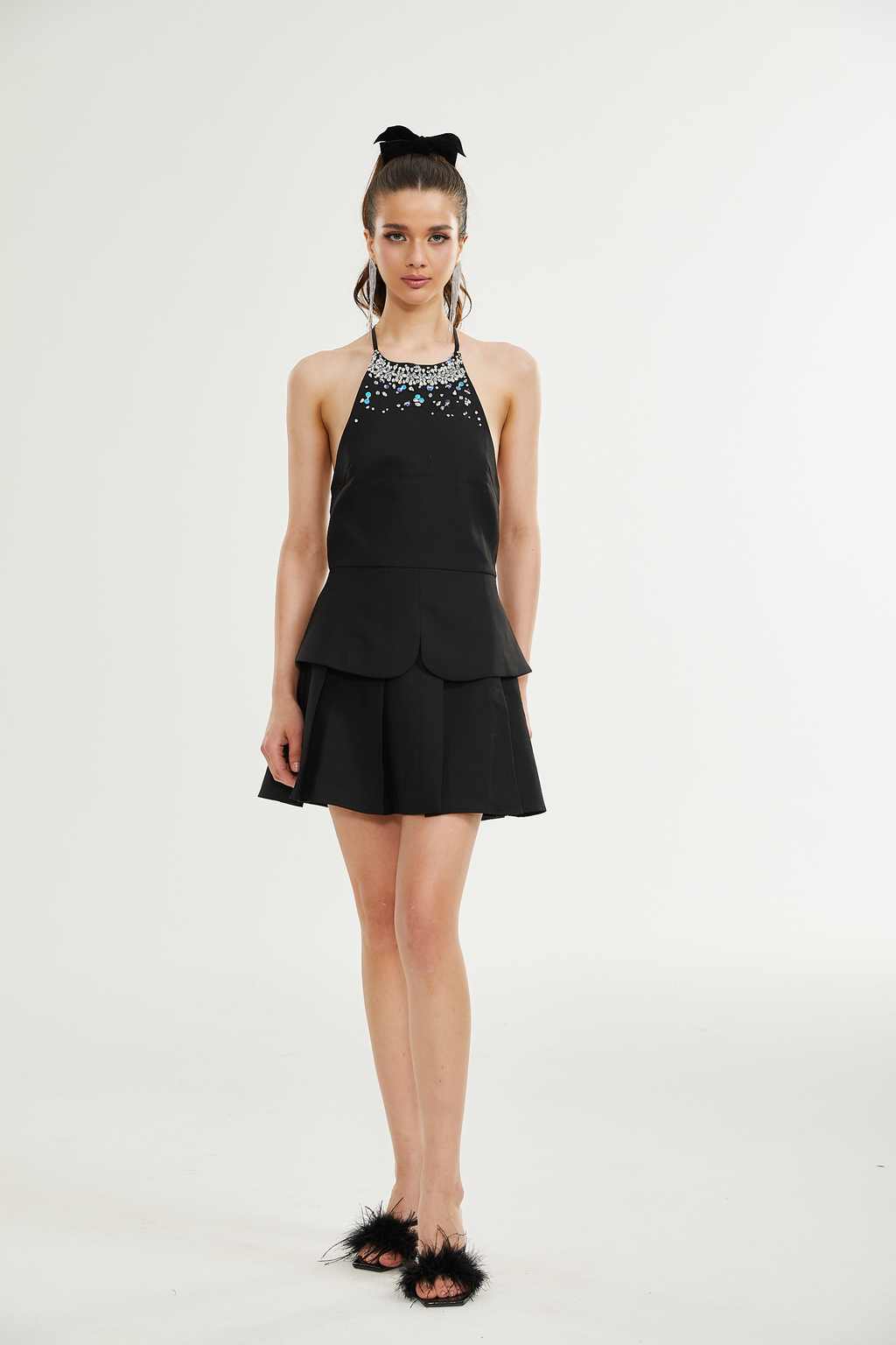 Fionula kristal mini elbise