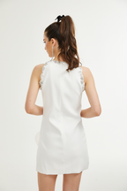 Rosmina fiyonk detaylı mini elbise