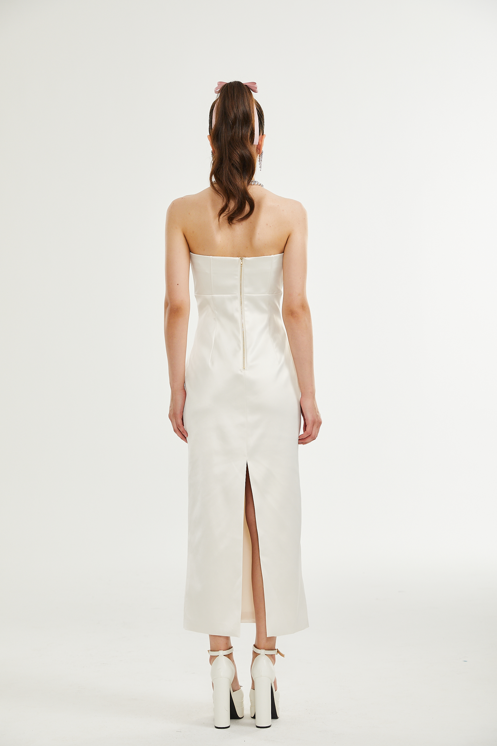 Lana fiyonk midi elbise