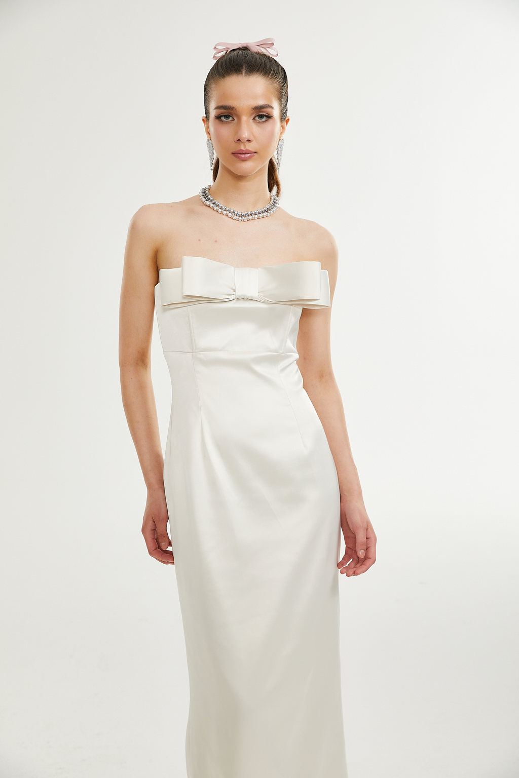 Lana fiyonk midi elbise