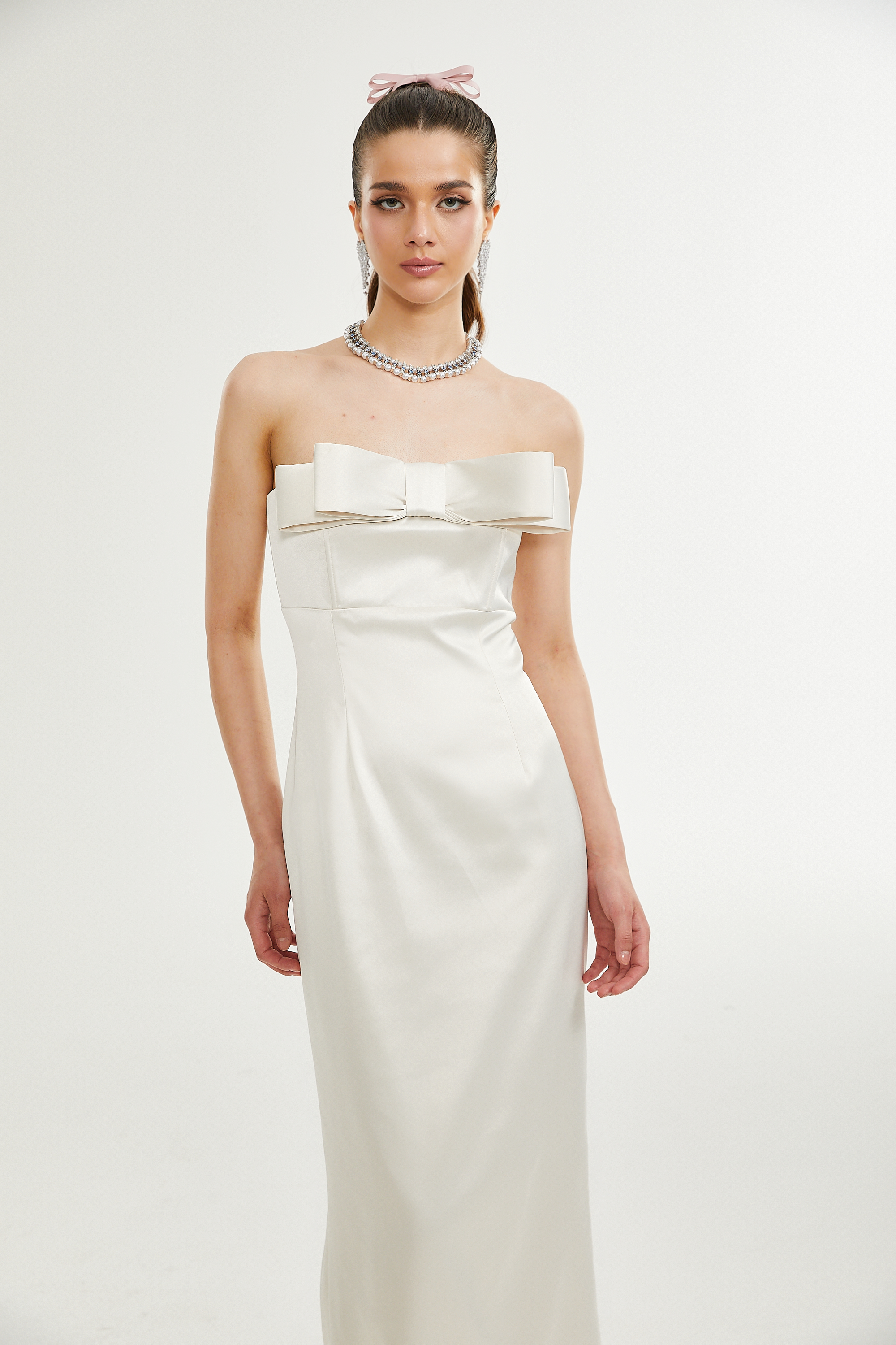 Lana fiyonk midi elbise