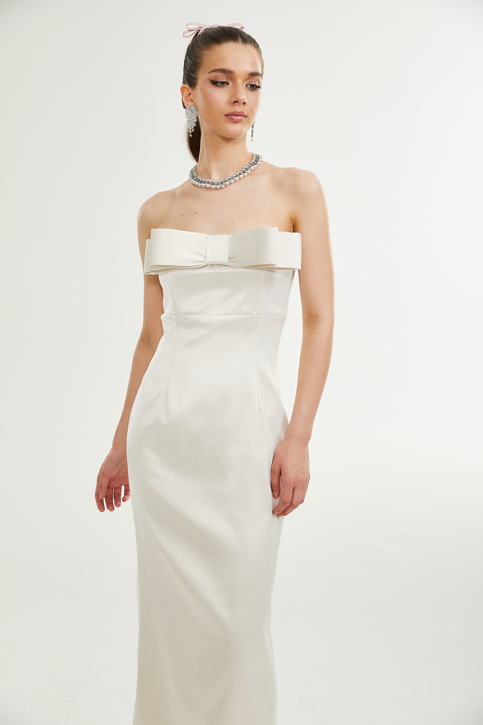 Lana fiyonk midi elbise