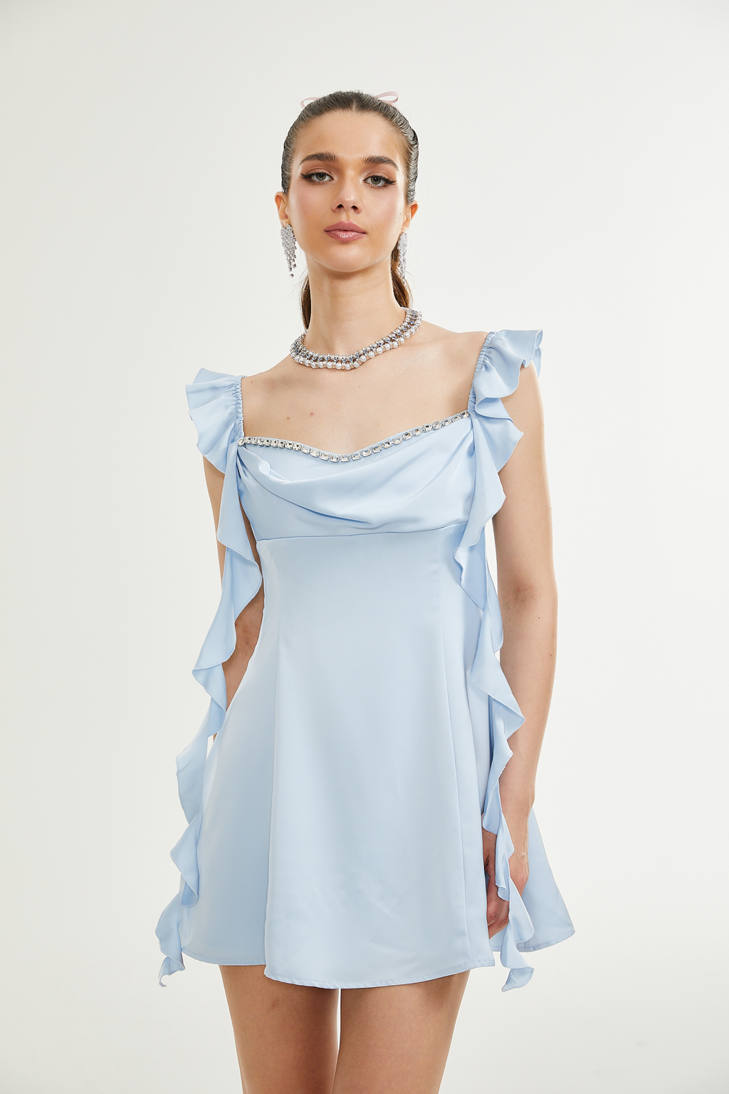 Reno süslemeli mini elbise