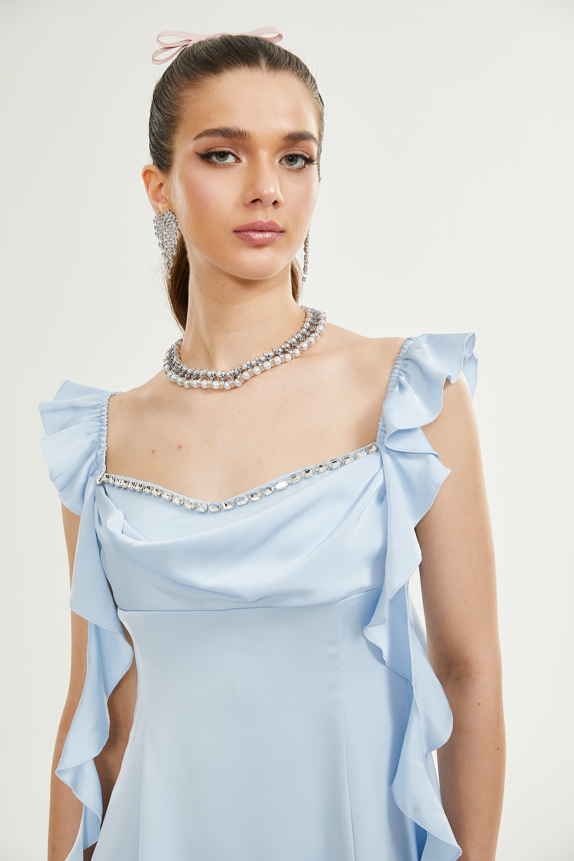 Reno süslemeli mini elbise