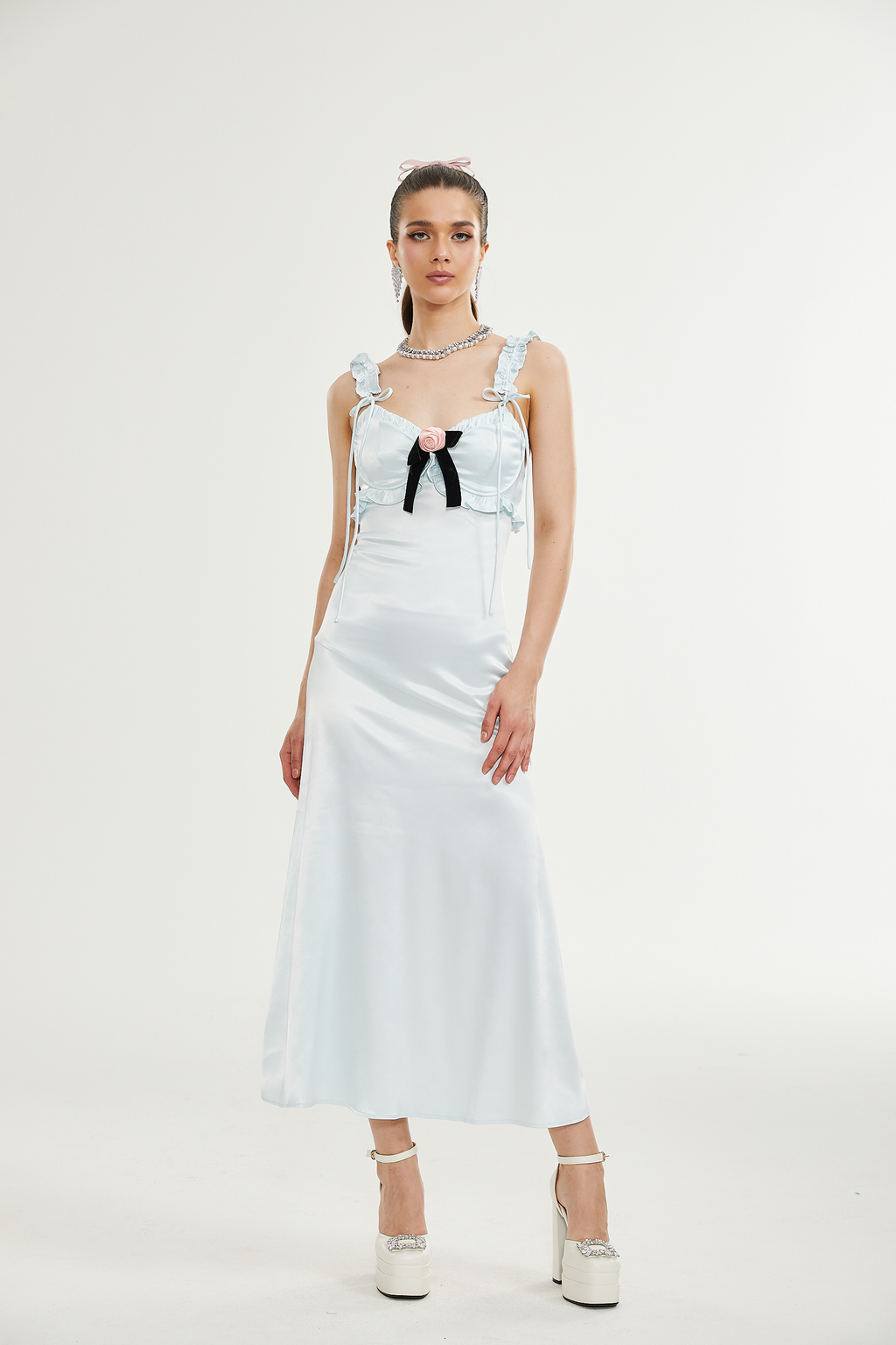 Jaina fırfır midi elbise