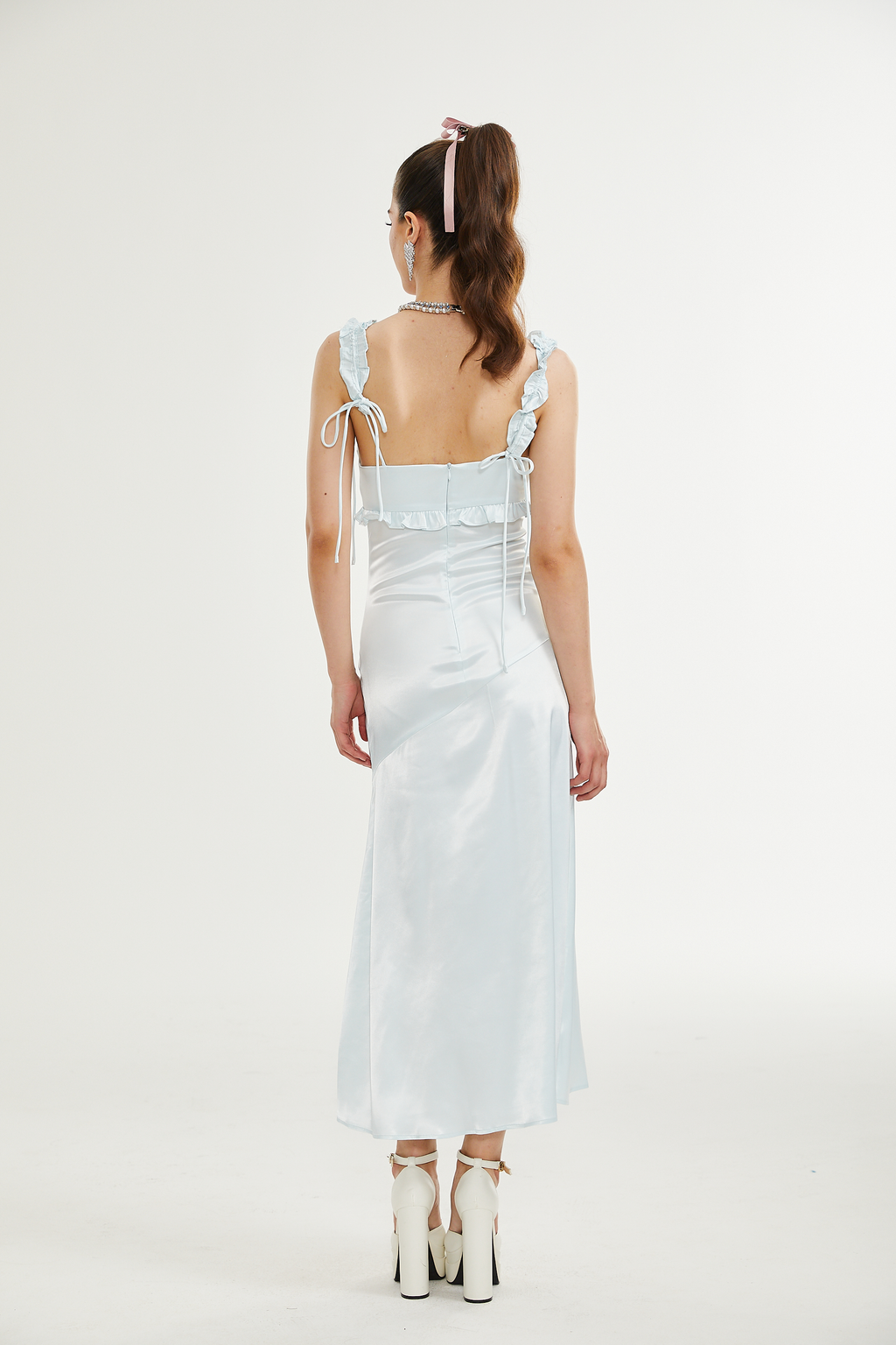 Jaina fırfır midi elbise