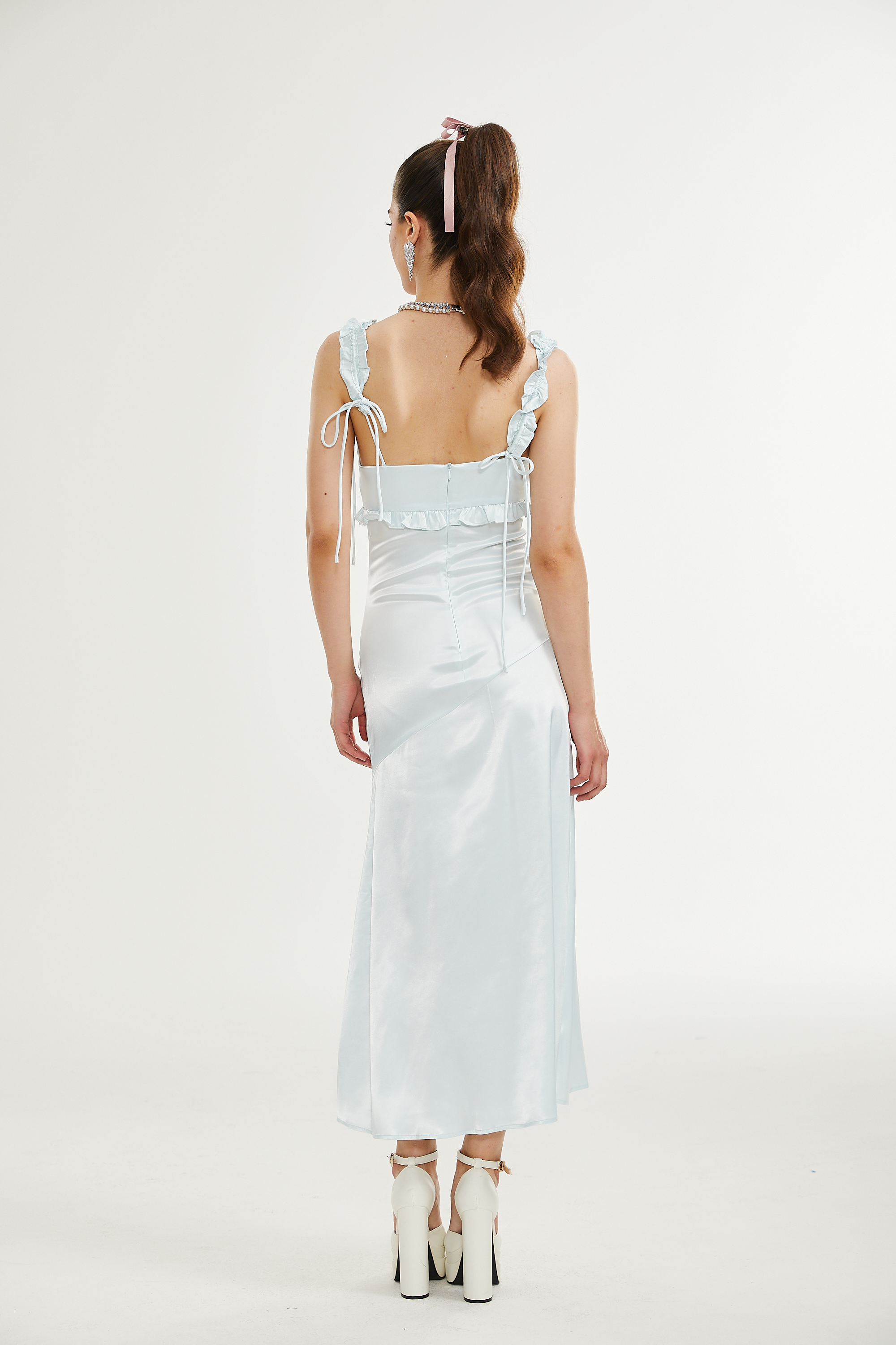 Jaina fırfır midi elbise