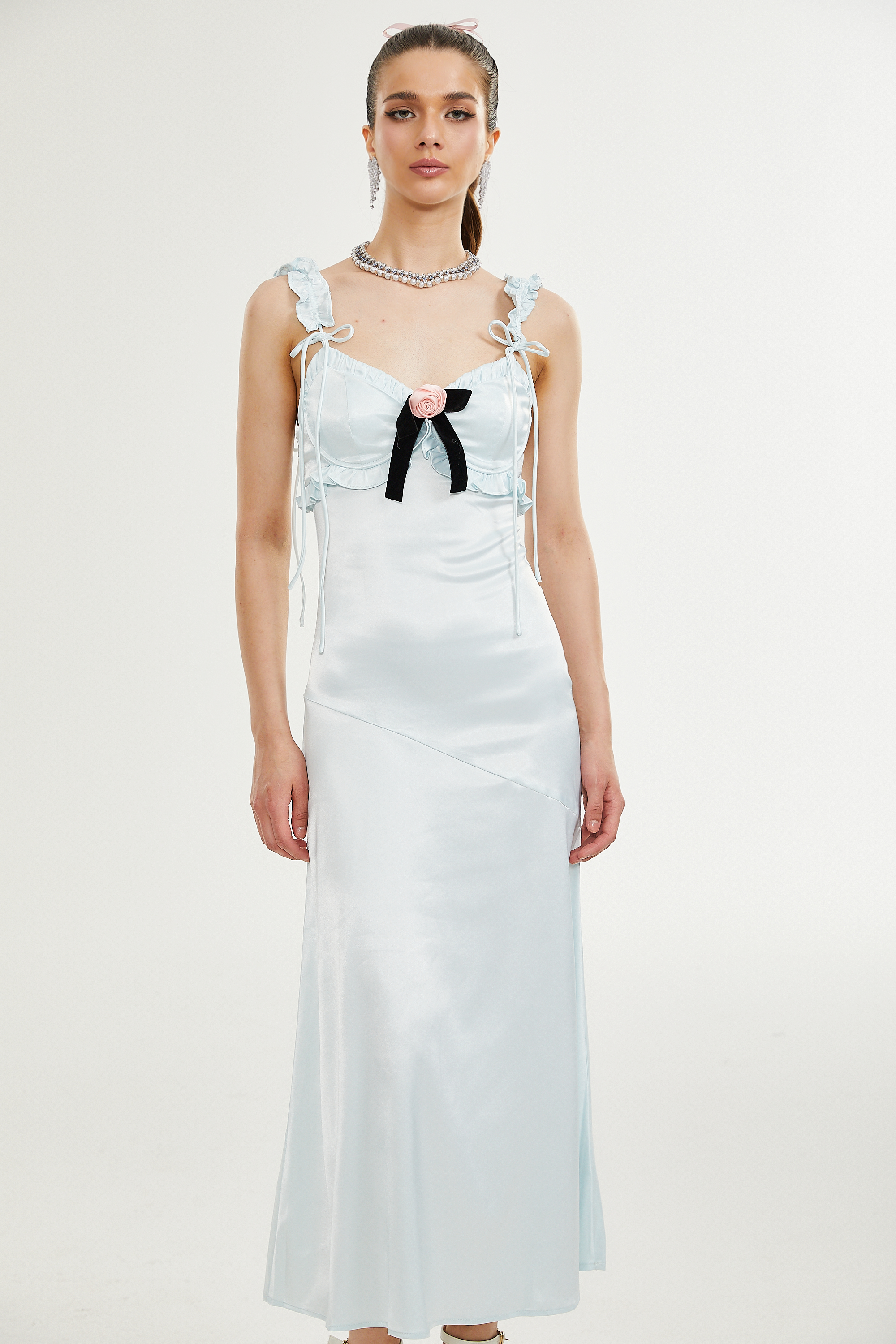 Jaina fırfır midi elbise