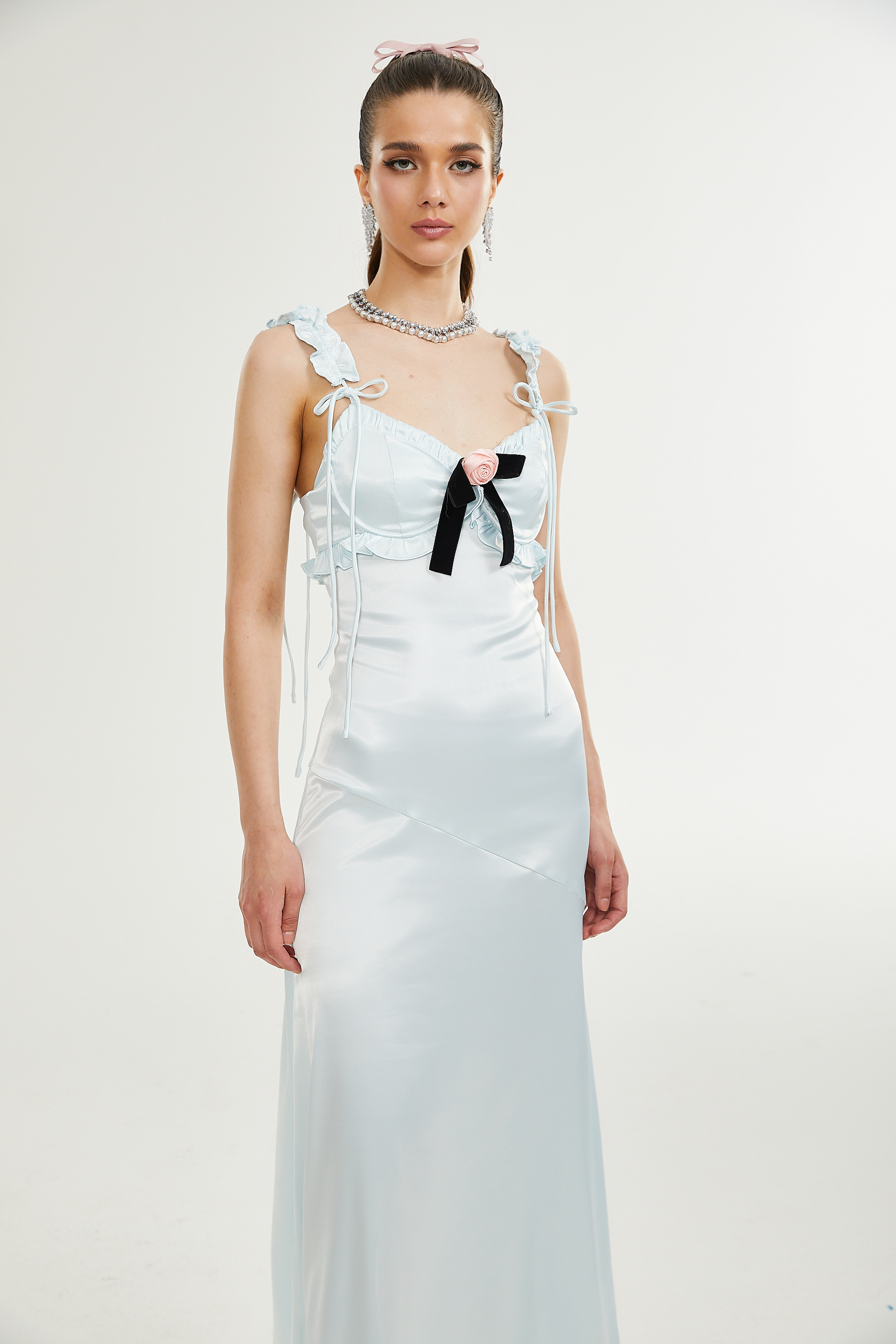 Jaina fırfır midi elbise