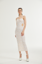 Shiema inci payetli midi elbise