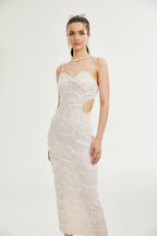 Shiema inci payetli midi elbise