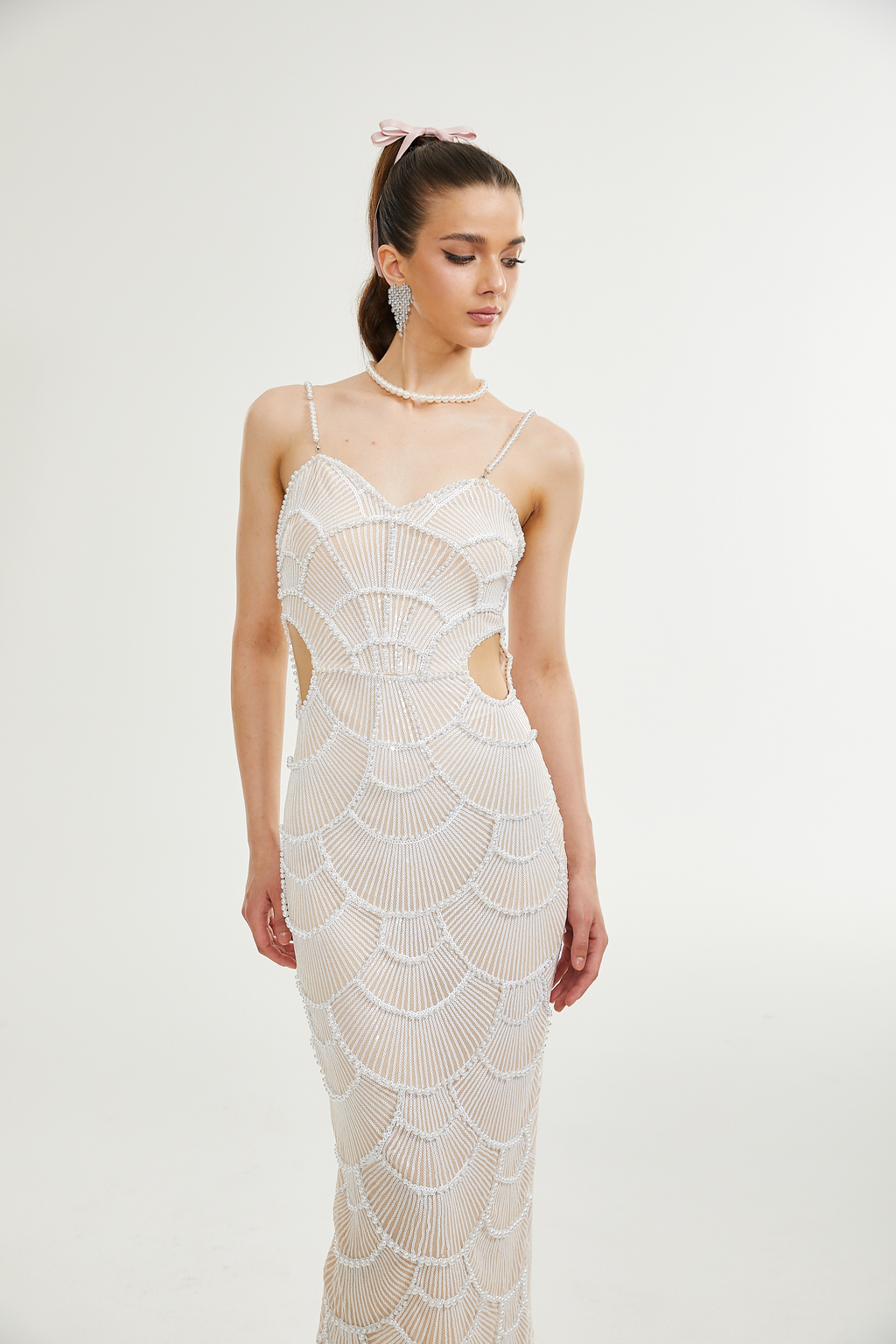 Shiema inci payetli midi elbise