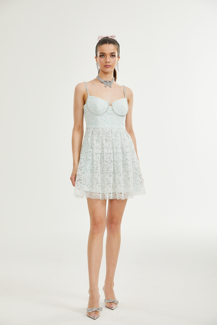 Vanna dantelli mini elbise