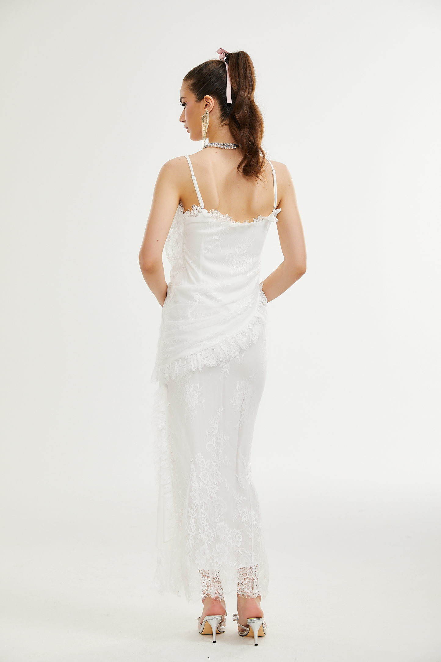 Larelle dantel midi elbise