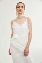 Larelle dantel midi elbise