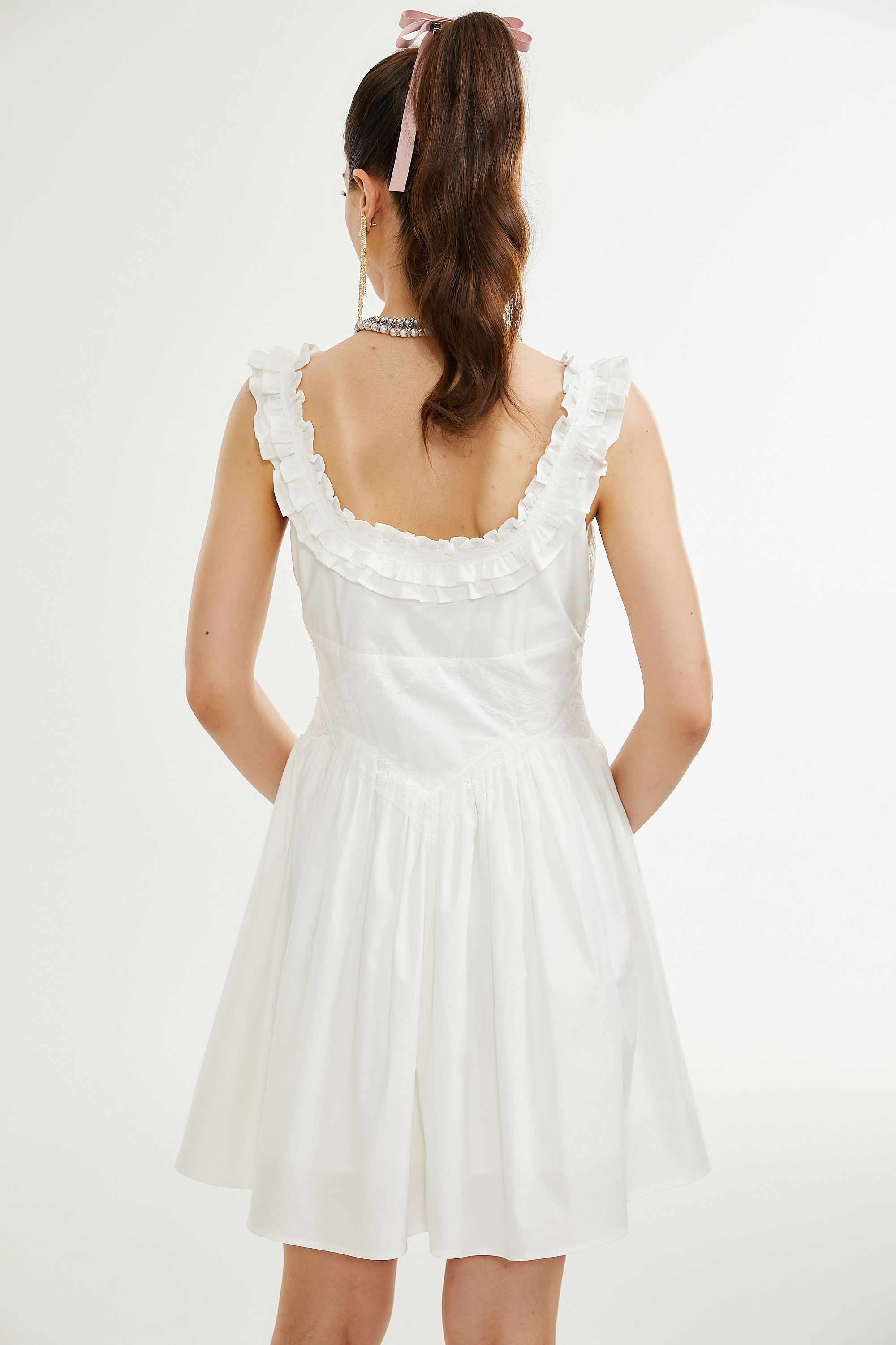 Nyala fırfır mini elbise