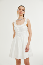 Nyala fırfır mini elbise