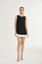 Santorini süslemeli mini elbise