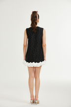 Santorini süslemeli mini elbise