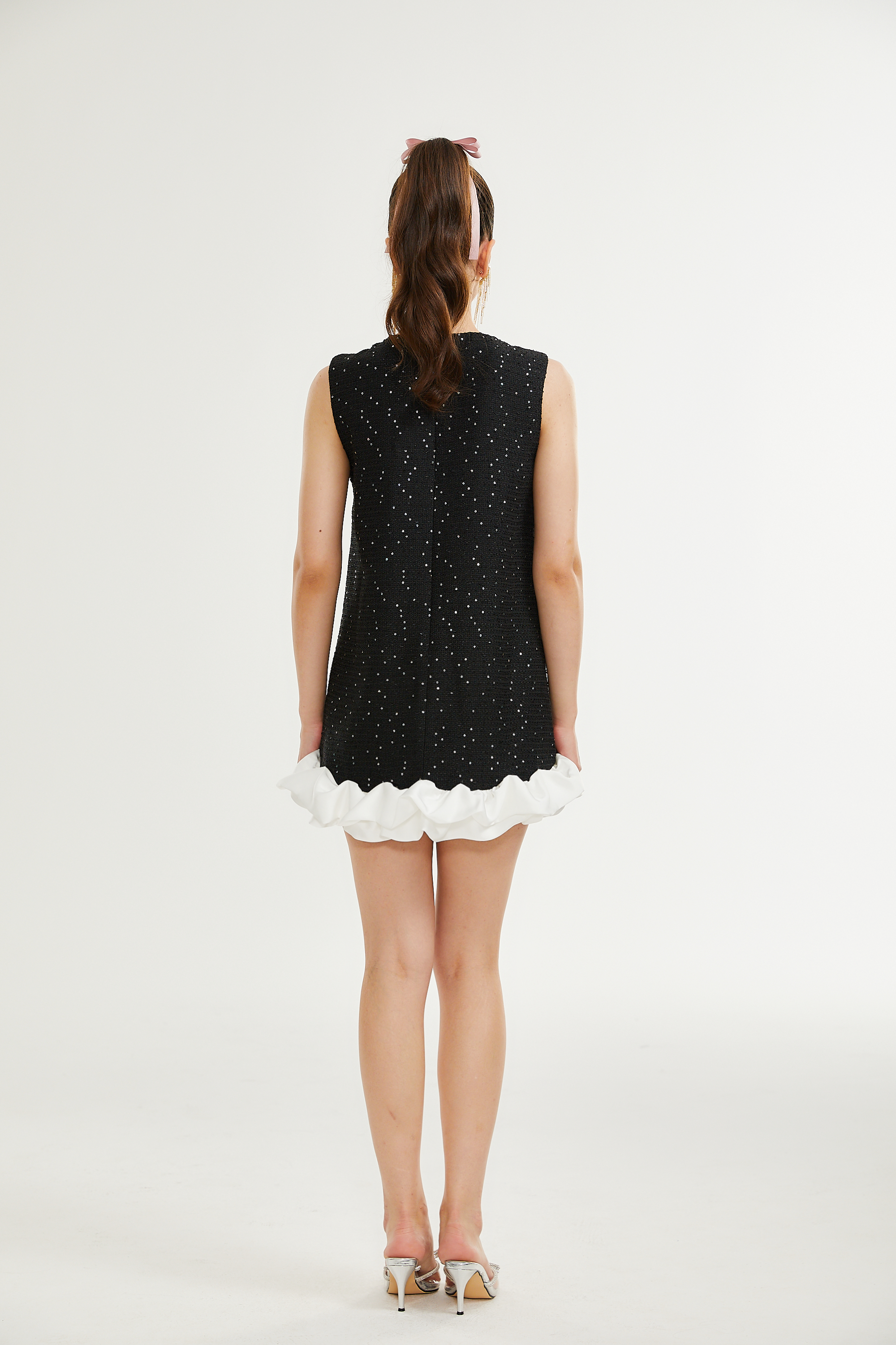 Santorini süslemeli mini elbise