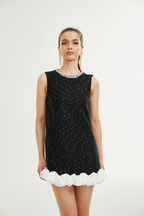 Santorini süslemeli mini elbise