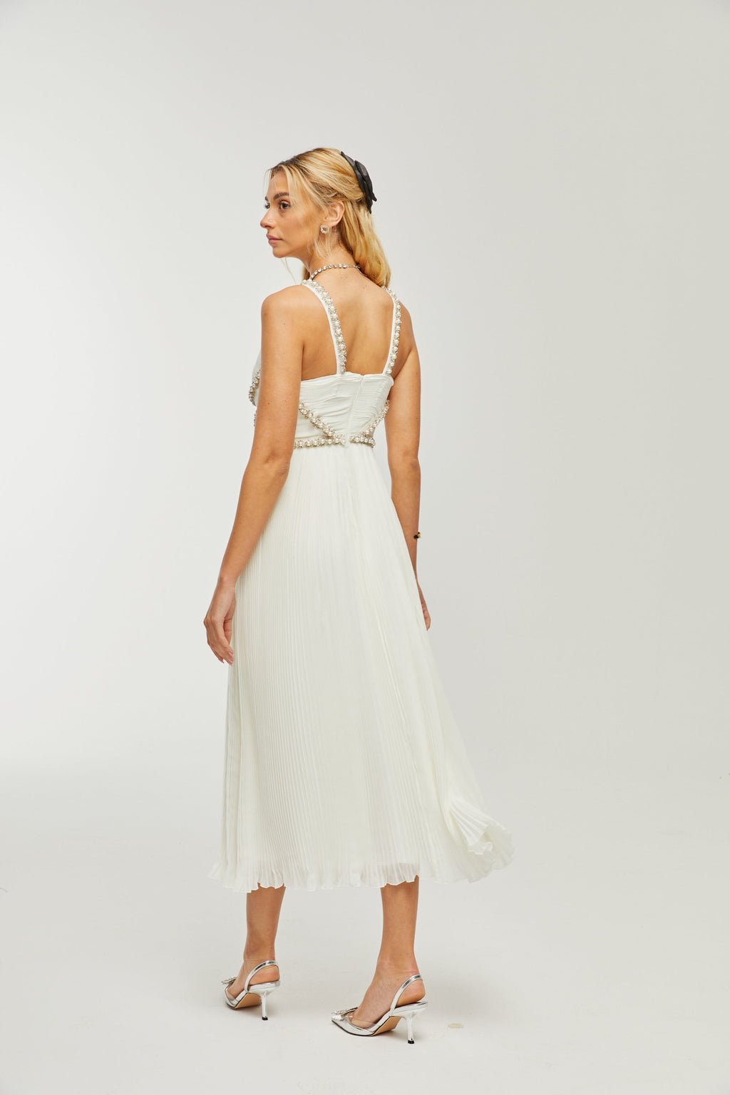 Hermine inci midi elbise