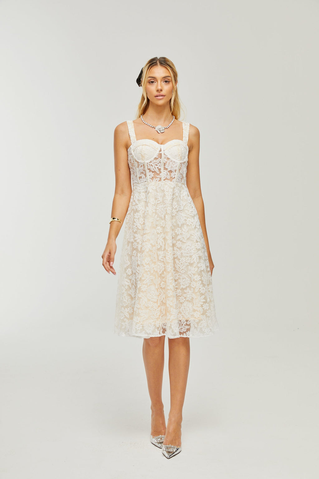 Gaia korse midi elbise