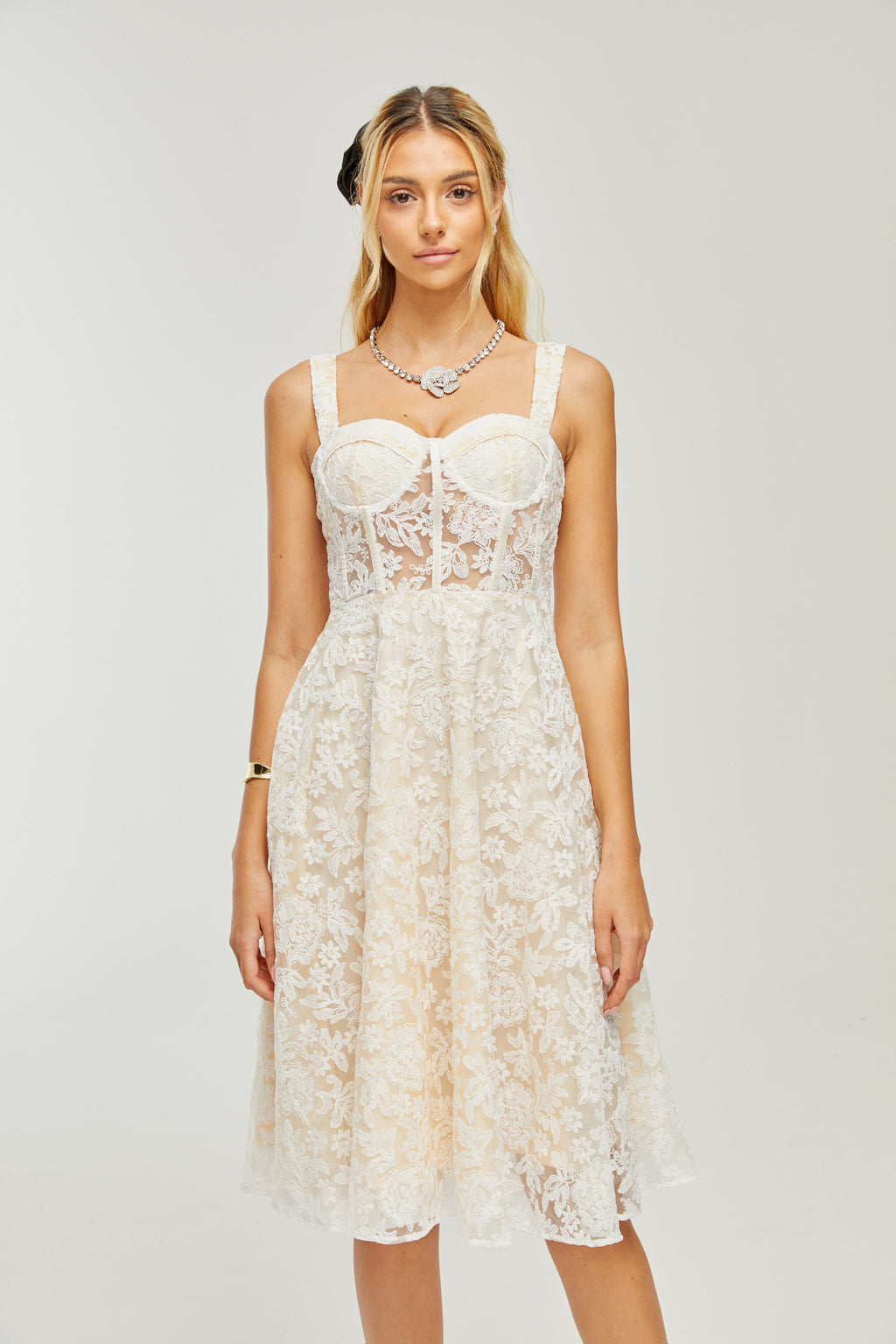 Gaia korse midi elbise