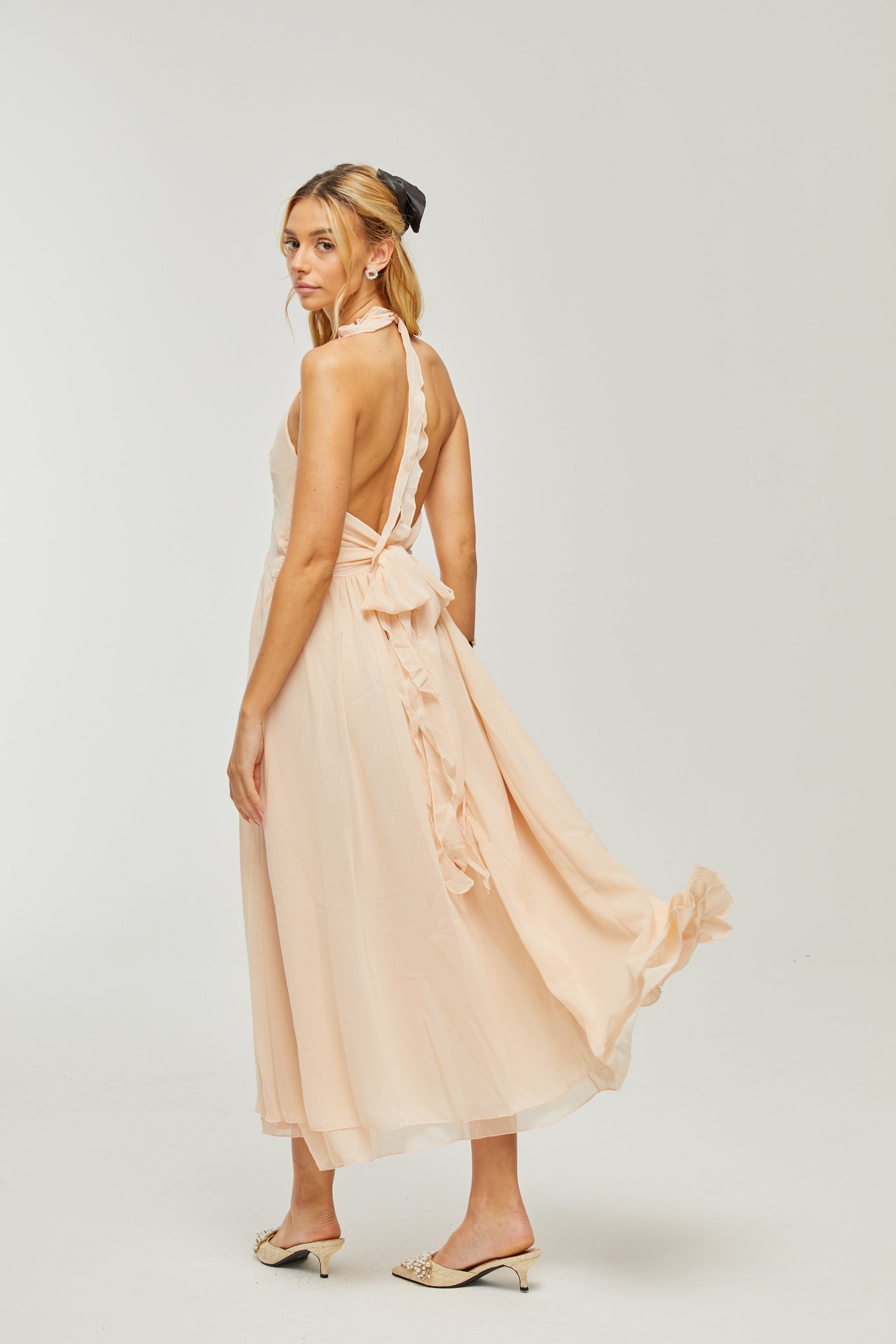 Élodie fırfır maksi elbise