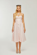 Soleil pileli midi elbise