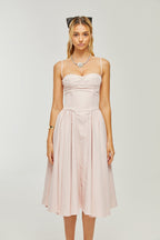 Soleil pileli midi elbise