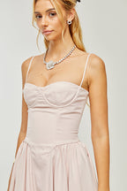 Soleil pileli midi elbise