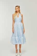 Zaira ekose midi elbise