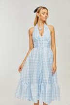 Zaira ekose midi elbise