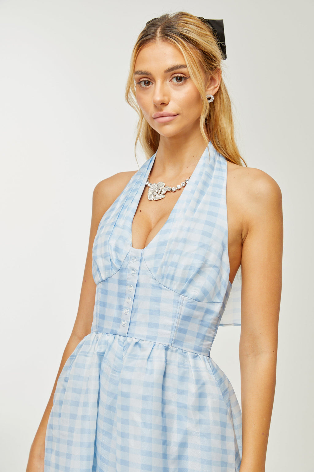 Zaira ekose midi elbise