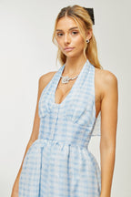 Zaira ekose midi elbise