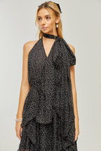 Yvette puantiye maksi elbise