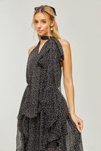 Yvette puantiye maksi elbise