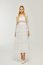 Filipin dantel midi elbise