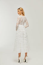 Filipin dantel midi elbise