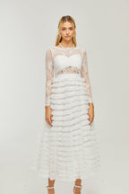 Filipin dantel midi elbise