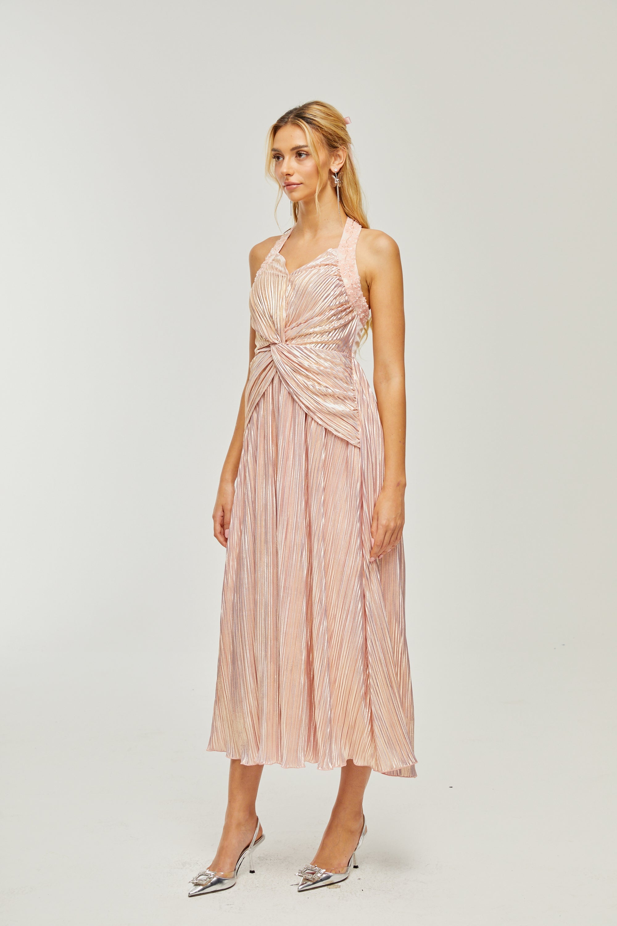 Fabienne kristal midi elbise