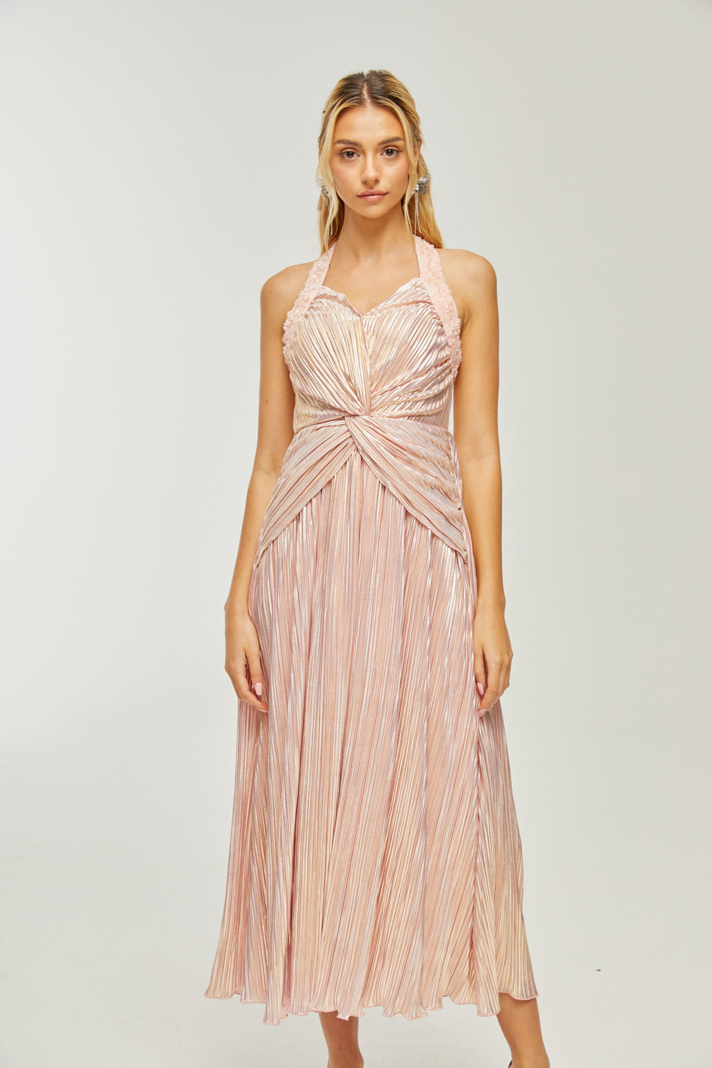 Fabienne kristal midi elbise