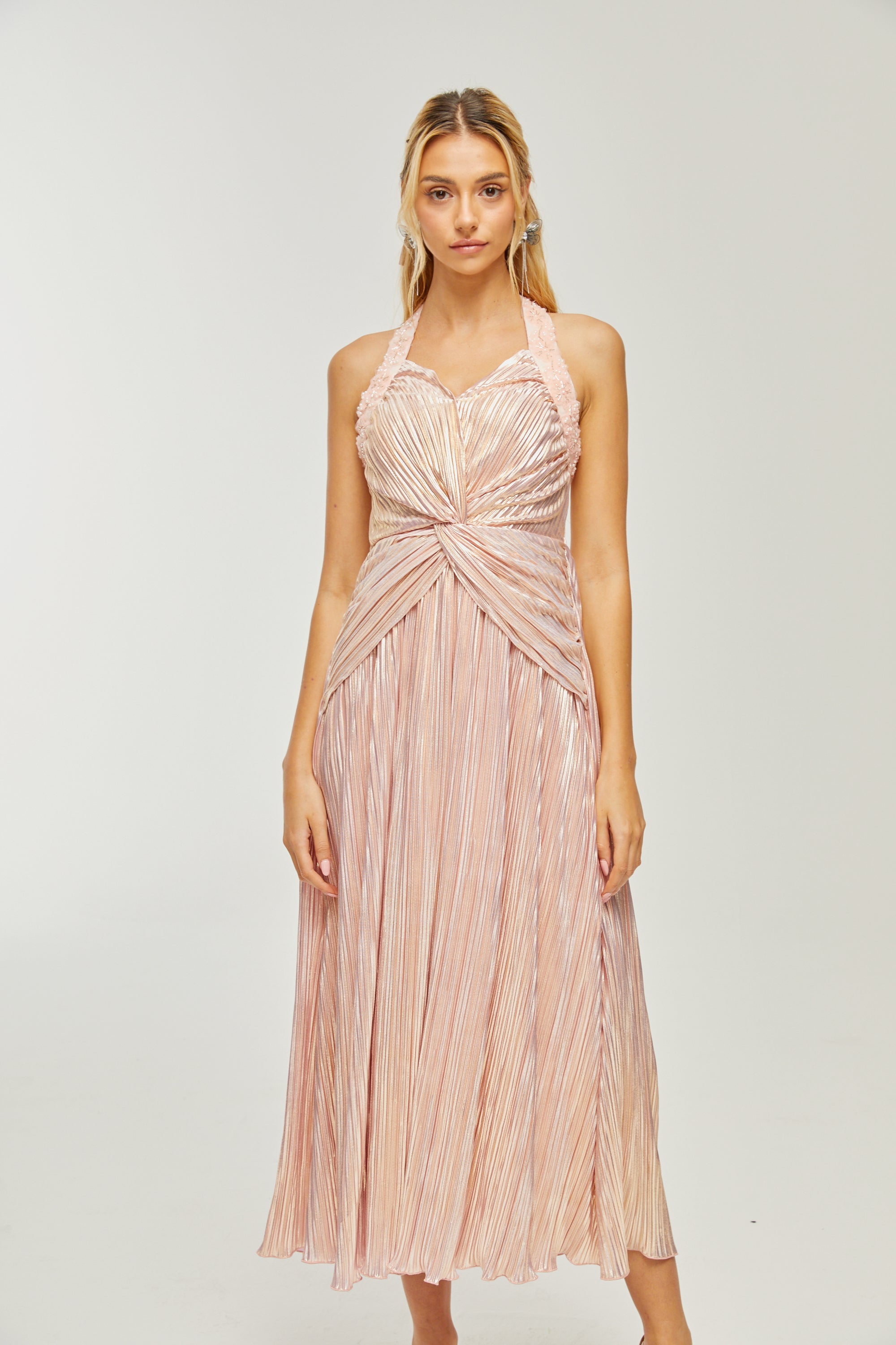 Fabienne kristal midi elbise