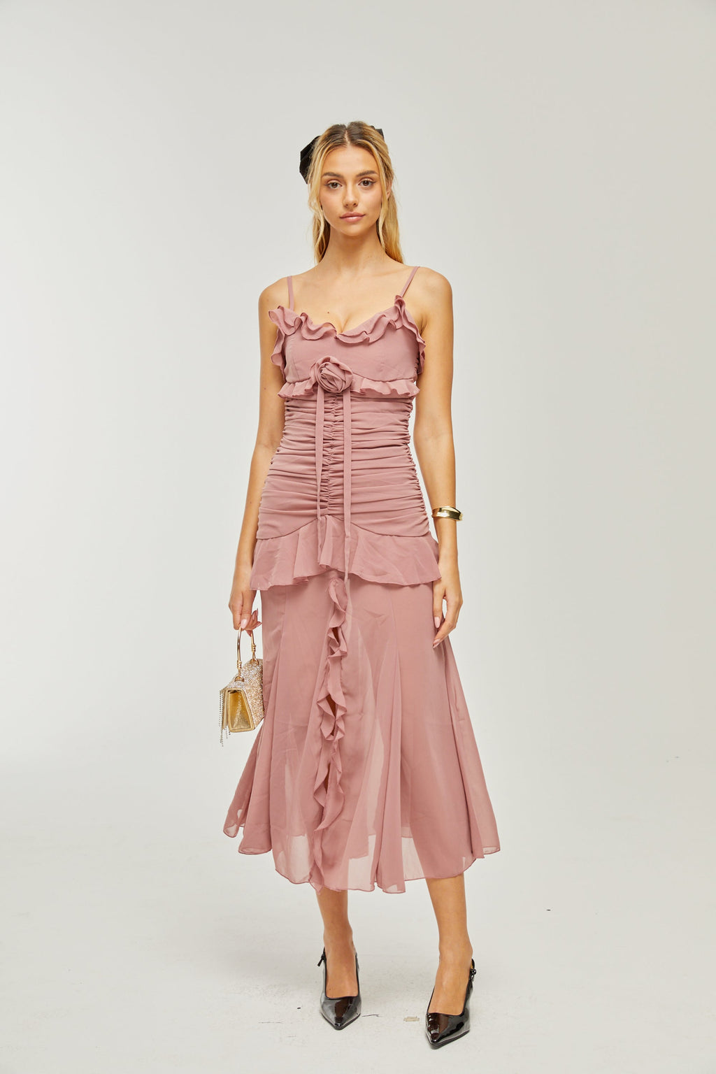 Geneviève pile maksi elbise