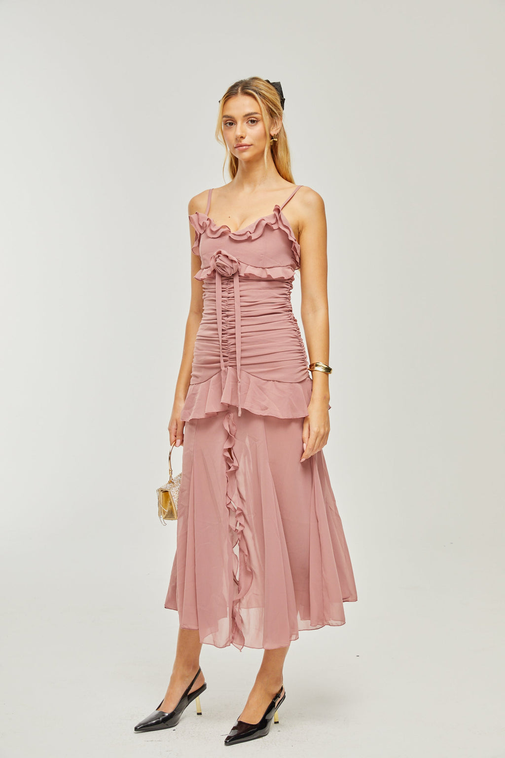 Geneviève pile maksi elbise