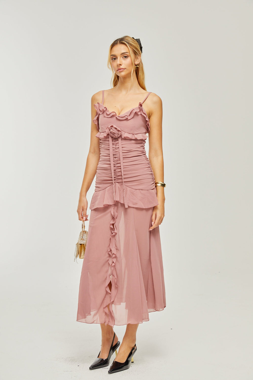 Geneviève pile maksi elbise